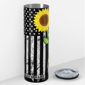 Personalized Dispatcher Sunflower 20oz Skinny Tumbler