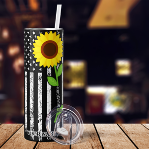 Personalized Dispatcher Sunflower 20oz Skinny Tumbler