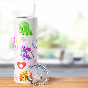 Pediatric Nurse Dinosaurs 20oz Skinny Tumbler