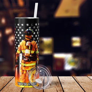 Personalized Bravery Courage Firefighter 20oz Skinny Tumbler