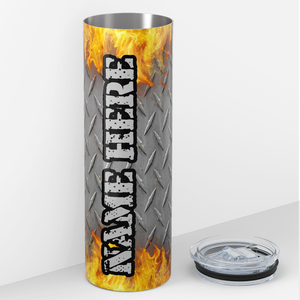 Personalized Firefighter Beige Turnout Gear 20oz Skinny Tumbler