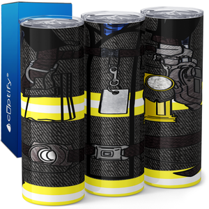 Firefighter Black Turnout Gear 20oz Skinny Tumbler