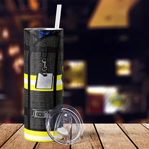 Firefighter Black Turnout Gear 20oz Skinny Tumbler