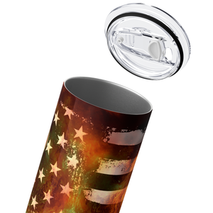 Firefighters Working on American Flag 20oz Skinny Tumbler