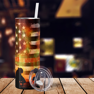 Firefighters Working on American Flag 20oz Skinny Tumbler