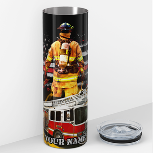 Personalized Firefighter Truck 20oz Skinny Tumbler