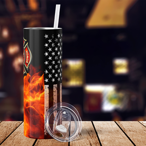 Firefighter Flag Bravery Courage and Honor 20oz Skinny Tumbler