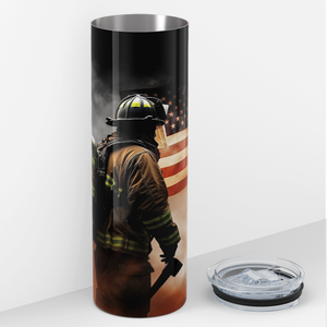 Personalized Firefighter with Axe 20oz Skinny Tumbler