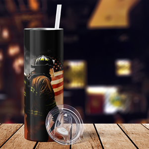 Personalized Firefighter with Axe 20oz Skinny Tumbler