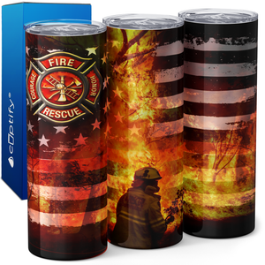 Badge Firefighter using Hose 20oz Skinny Tumbler