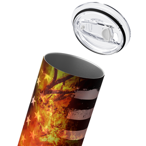 Badge Firefighter using Hose 20oz Skinny Tumbler