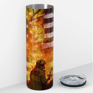 Badge Firefighter using Hose 20oz Skinny Tumbler