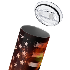 Personalized Firefighter Back with Flag 20oz Skinny Tumbler