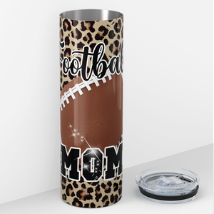 Football Mom on Leopard Print 20oz Skinny Tumbler