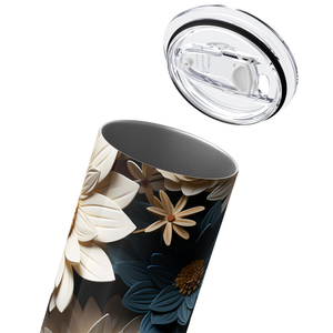 White 3D Sunflowers 20oz Skinny Tumbler