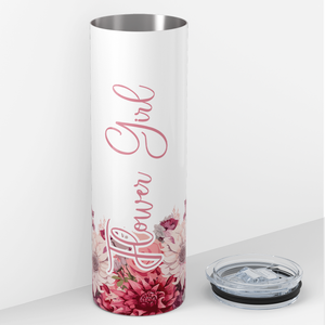 Flower Girl on Pink Flowers 20oz Skinny Tumbler