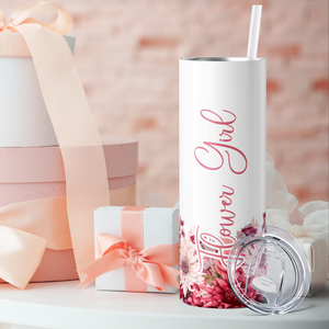 Flower Girl on Pink Flowers 20oz Skinny Tumbler