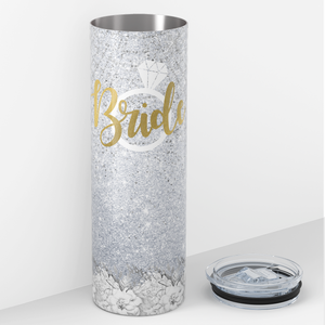 Bride Ring on Silver Glitters 20oz Skinny Tumbler