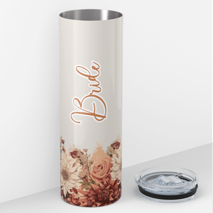 Bride on Beige Warm Flowers 20oz Skinny Tumbler