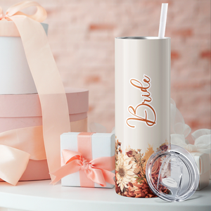 Bride on Beige Warm Flowers 20oz Skinny Tumbler