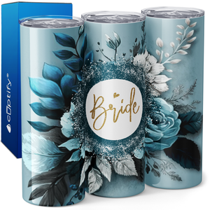 Bride with Teal Florals 20oz Skinny Tumbler