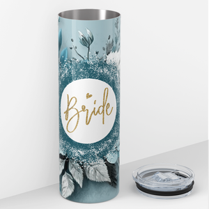 Bride with Teal Florals 20oz Skinny Tumbler