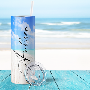 Personalized Beach Iridescent 20oz Skinny Tumbler