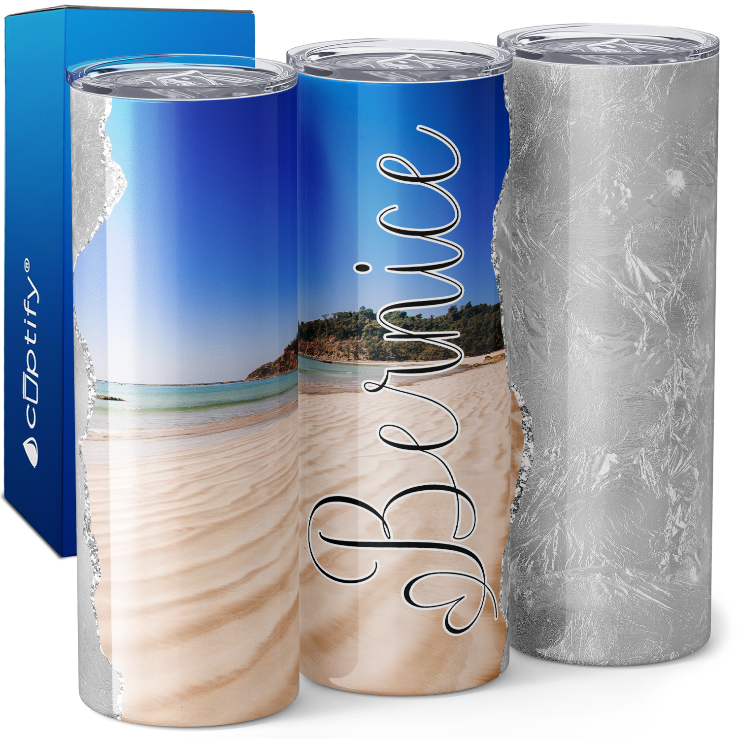 Personalized Pearly Beach 20oz Skinny Tumbler