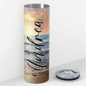 Personalized Beach Sunset 20oz Skinny Tumbler