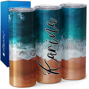 Personalized Beach View 20oz Skinny Tumbler