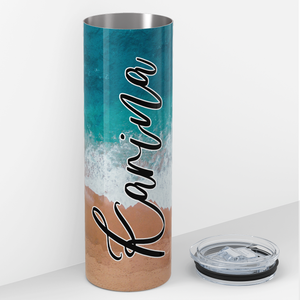 Personalized Beach View 20oz Skinny Tumbler