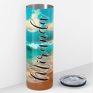 Personalized Beach Waves 20oz Skinny Tumbler