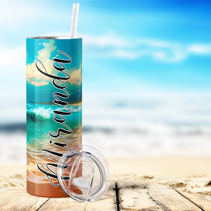 Personalized Beach Waves 20oz Skinny Tumbler