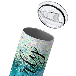 Personalized Beach with Glitters and Sequins 20oz Skinny Tumbler