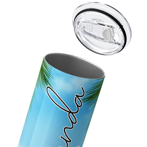 Personalized Beach with Palm Trees and Glitters 20oz Skinny Tumbler