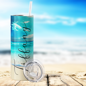 Personalized Dreamy Beach 20oz Skinny Tumbler