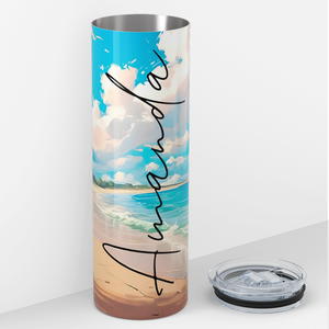 Personalized Summer Beach 20oz Skinny Tumbler