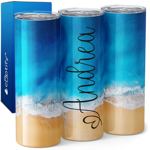 Personalized Top View Beach 20oz Skinny Tumbler