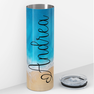 Personalized Top View Beach 20oz Skinny Tumbler