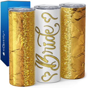 Bride Gold Hearts 20oz Skinny Tumbler