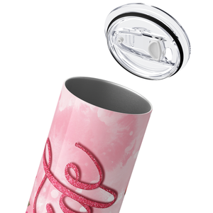 Bride Pink Glitter Florals 20oz Skinny Tumbler