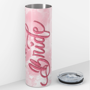 Bride Pink Glitter Florals 20oz Skinny Tumbler