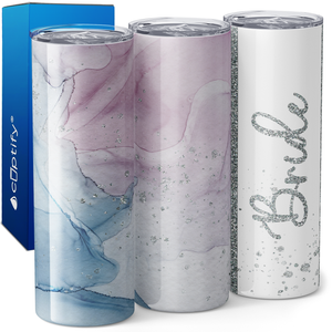 Bride Silver Glitter Pastels 20oz Skinny Tumbler