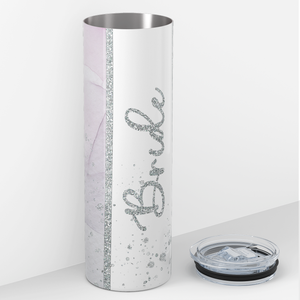 Bride Silver Glitter Pastels 20oz Skinny Tumbler