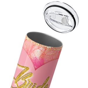 Heart Bride on Gold and Pink Glitters 20oz Skinny Tumbler