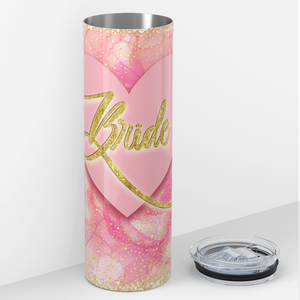 Heart Bride on Gold and Pink Glitters 20oz Skinny Tumbler