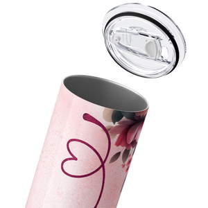 Pink Glitter Bride with Florals 20oz Skinny Tumbler