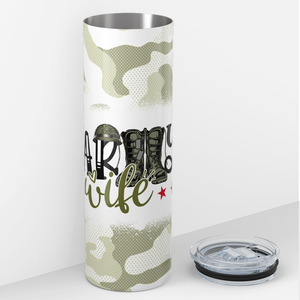 Army Wife American Flag with Boots 20oz Skinny Tumbler