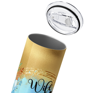 Wife Mom Boss Light Blue Gold 20oz Skinny Tumbler