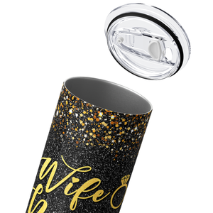 Wife Mom Boss on Black and Gold Glitter 20oz Skinny Tumbler